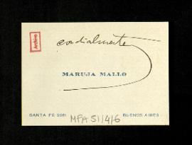 Tarjeta de visita de Maruja Mallo