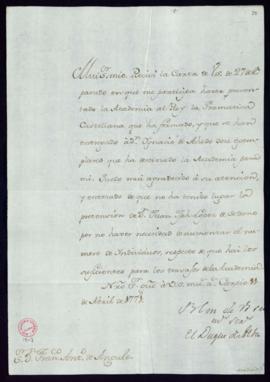 Carta del duque de Alba a Fran[cis]co Ant[oni]o de Angulo en la que manifiesta quedar informado a...