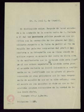 Minuta de la carta de Antonio Maura a José N. de Urgoiti en la que expone sus razones para no ace...