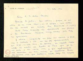Carta de José María Pemán a Julio Casares de pésame por el fallecimiento de Armando Cotarelo y en...