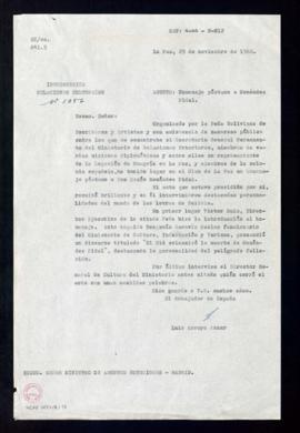 Copia del oficio de Luis Arroyo Aznar, embajador de España, al ministro de Asuntos Exteriores, en...