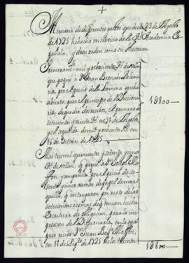 Memoria de gastos del tesorero del 23 de agosto de 1725 al 3 de enero de 1726