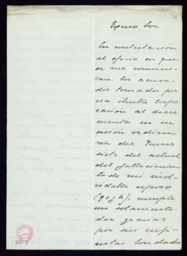 Carta de María Gutiérrez de Fabié al secretario [Mariano Catalina] de agradecimiento por los acue...