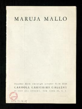 Catálogo de la exposición de Maruja Mallo en Carroll Carstairs Gallery, Nueva York