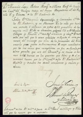 Orden del marqués de Villena de libramiento a favor de Manuel de Villegas y Piñateli de 750 reale...