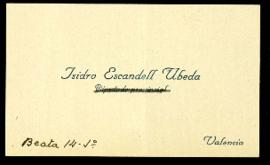 Tarjeta de visita de Isidro Escandell