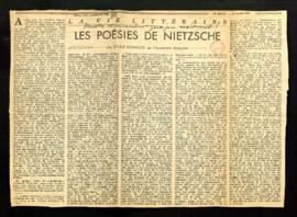 Recorte de Le Monde con el artículo Les poésies de Nietzsche, por Émile Henriot, de la Academia F...