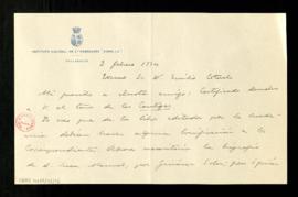 Carta de Narciso Alonso Cortés a Emilio Cotarelo para informarle de que le devuelve certificado e...