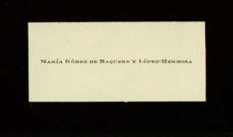 Tarjeta de visita de María Gómez de Baquero y López-Hermosa