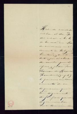 Carta de la viuda e hijos de Ramón de Mesonero Romanos al director [conde de Cheste] en la que le...