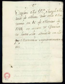 Oración que D.  José Antonio de Abreu dijo en la Academia en 16 de enero de 1744 en acción de gra...