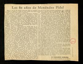 Los 80 años de Menéndez Pidal