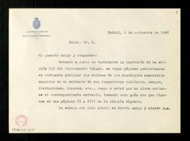 Copia sin firma de la carta [del secretario a Antonio Rodríguez-Moñino] en la que le solicita un ...