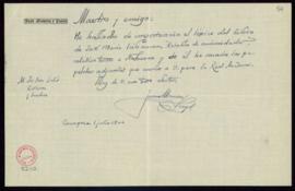 Carta de Juan Moneva y Puyol a Julio Casares con la que remite unas papeletas que ha sacado de la...