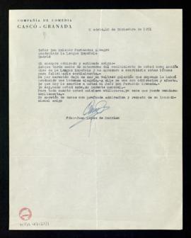 Carta de Juan López de Carrión a Melchor Fernández Almagro en la que le felicita por su recibimie...
