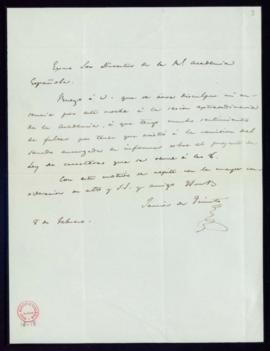 Carta de Javier de Quinto al director de la Real Academia Española [Francisco Martínez de la Rosa...