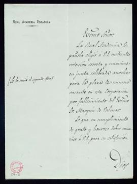 Minuta del oficio del secretario [Mariano Catalina] a Juan José Herranz y Gonzalo, conde de Repar...