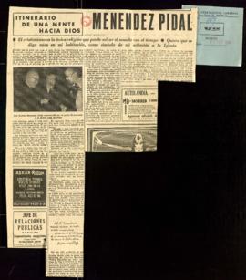 Recorte del diario Ya con el artículo Menéndez Pidal, por Ignacio Errandonea