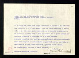 Carta de Ramón Cabanillas a Emilio Cotarelo para contestar a sus cartas de los días 16 y 21 y par...