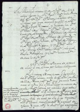 Minuta del acta de la junta de 17 de septiembre de 1748 en la que se admite al duque de Huéscar c...