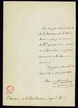 Carta del conde de Guenduláin [Joaquín Ignacio Mencos] al secretario [Manuel Bretón de los Herrer...