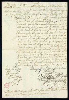 Orden del marqués de Villena de libramiento a favor de Pedro Serrano Varona de 725 reales y 30 ma...