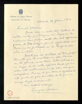 Carta de Enrique Larroque a Melchor Fernández Almagro en la que le da las gracias por el espléndi...
