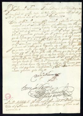 Orden del marqués de Villena de libramiento a favor de José Casani de 1472 reales y 28 maravedís ...