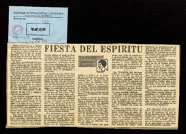 Recorte del diario Ya con el artículo titulado Fiesta del espíritu, por Josefina Carabias