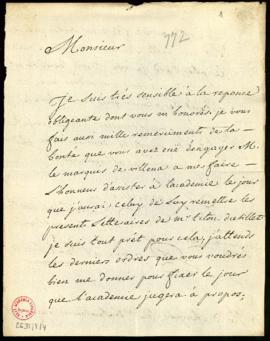 Carta de Basquiat de Lahouze a Francisco Antonio de Angulo, secretario, por la que le agradece la...