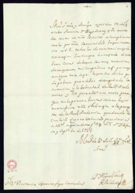 Carta de Miguel Gutiérrez de Valdivia a Vincencio Squarzafigo en la que da cuenta de haber visita...