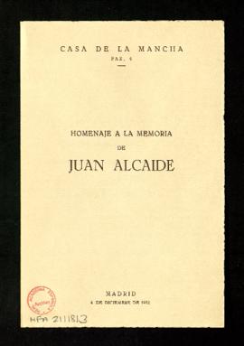 Programa del homenaje a la memoria de Juan Alcaide