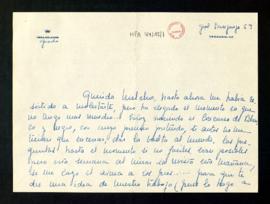 Carta de Macarena Chávarri a Melchor Fernández Almagro en la que le pide ayuda en el concurso de ...