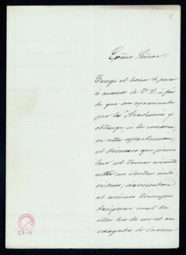 Carta de Manuel del Palacio al director, el conde de Cheste, con la que remite el discurso para s...
