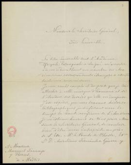 Carta de Stanislas Joseph Siennicki a Manuel Tamayo y Baus, secretario, en la que agradece su nom...