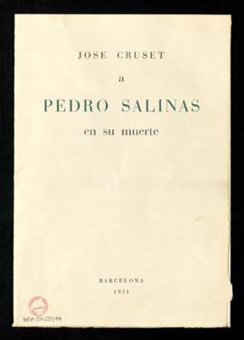 José Cruset a Pedro Salinas en su muerte