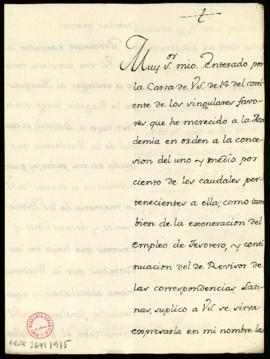 Carta de Juan de Iriarte a Francisco Antonio de Angulo en la que expresa su agradecimiento por lo...