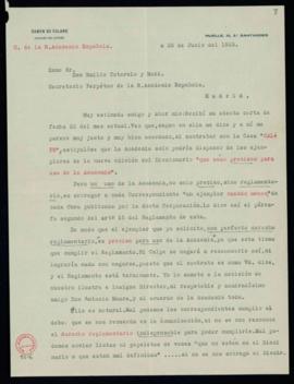 Carta de Ramón de Solano y Polanco a Emilio Cotarelo en la que argumenta las razones por las que ...