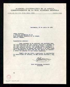 Carta de Luis Beltranena Sinibaldi, director de la Academia Guatemalteca de la Lengua, al directo...