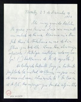 Carta de Jorge Guillén a Melchor Fernández Almagro en la que le manda un saludo de Pascuas y le d...