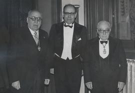 José María de Cossío, Antonio Tovar Llorente y Vicente García de Diego en la toma de posesión de ...
