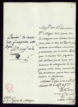 Orden de Pedro de Silva a Gaspar de Montoya del pago a Miguel de la Cuesta de 6 doblones por una ...