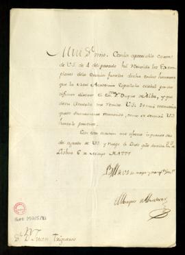Carta del marqués de Almodóvar a Juan Trigueros de agradecimiento por el envío de los ejemplares ...