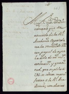 Carta de José Ventura Güell a Lope Hurtado de Mendoza de agradecimiento por el envío del sexto to...