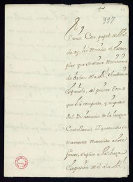 Carta de Francisco de Arriaza [y Medina] a Vincencio Squarzafigo de agradecimiento por el envío d...