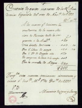 Cuentas de los gastos menores de la Academia en el mes de noviembre de 1799