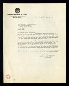 Carta de Luis Bausero, secretario de la Academia Nacional de Letras del Uruguay, al secretario [A...