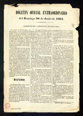 Boletín Oficial extraordinario del domingo 30 de junio de 1861