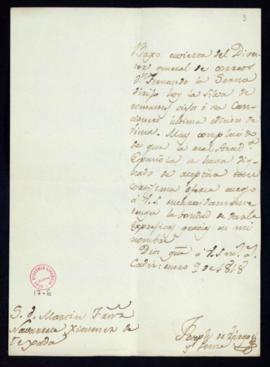 Carta de José Vargas Ponce a Martín F[e]rn[ánde]z [de] Navarrete en la que le comunica que ha rem...