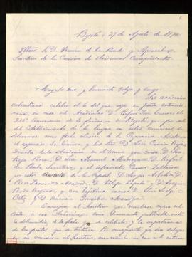 Carta de Miguel Antonio Caro a Fermín de la Puente Apezechea en la que le comunica que la Academi...
